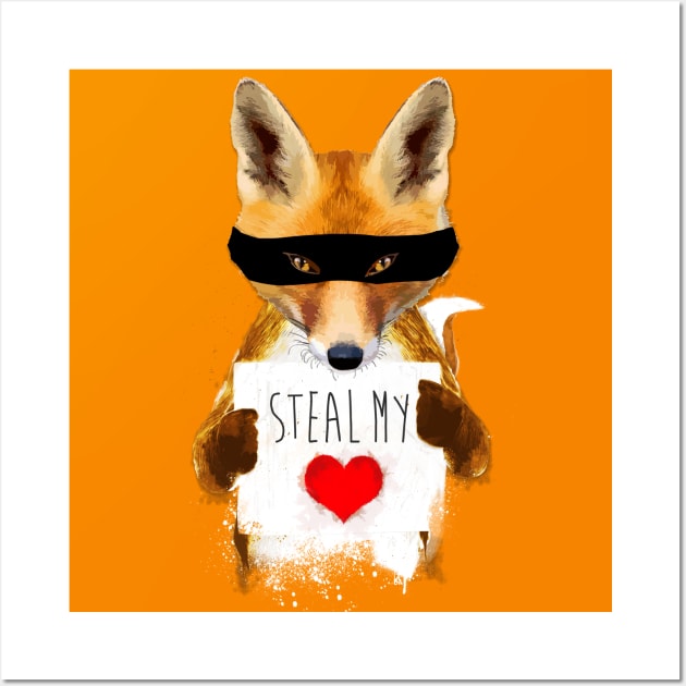 Fox – Steal my heart Wall Art by andreabeloque